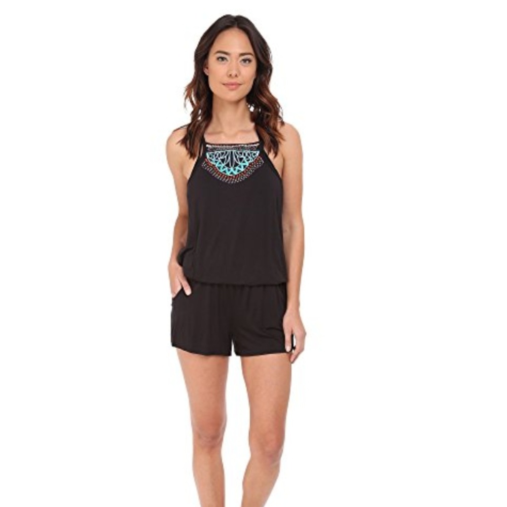 Nanette Lepore Mantra Embroidered Romper Cover-Up